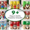 9 Super Mario Tumbler Png Bundle, Mario Sublimation