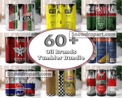 60 Vintage Oil Brands Tumbler Png Bundle, Car Mechanic