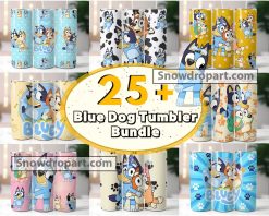 25 Bluey Tumbler Png Bundle, Blue Dog Tumbler