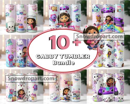 10 Gabby Dollhouse Tumbler Png Bundle, Gabby Tumbler Png