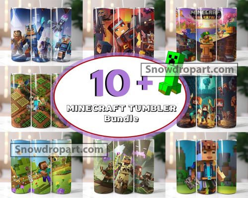 10 Minecraft Tumbler Png Bundle, Gaming Tumbler Png