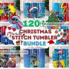 120 Christmas Stitch Tumbler Png Bundle, Christmas Tumbler Png
