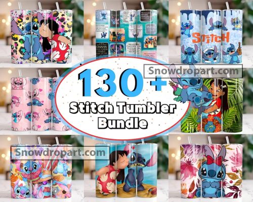 130 Stitch Tumbler Png Bundle, Stitch Sublimation