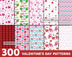 300 Valentine Digital Papers Bundle, Scrapbooking Paper
